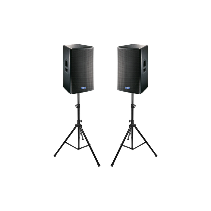2 X FBT Mitus 152A Active Speaker With Speaker Stands (Bundle)