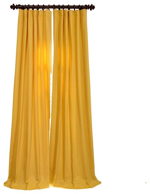 Pleated Draped Curtains - Antique Gold