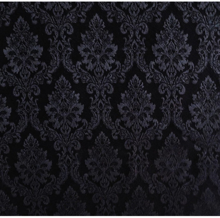 Linen - Black - Damask - 120 Round